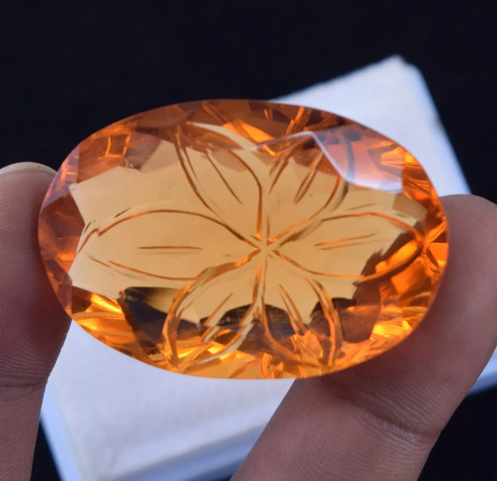 Certified 97.95 Ct Oval Carving Shape Brazilian Yellow Citrine Loose Gemstone