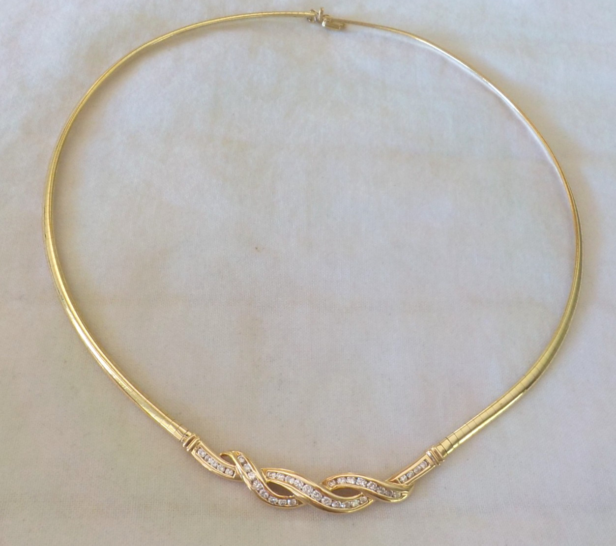 Elegant 14K Yellow Gold Braid Collar Diamond Necklace – 20.8 gm, 16.3 in, 0.80ct