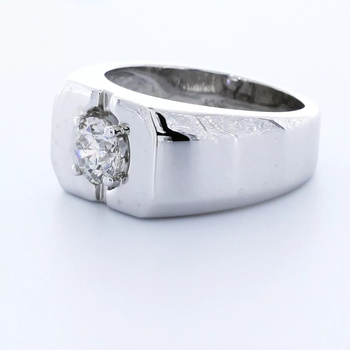 Solid 14K White Gold Solitaire Mens Ring 1.72 CT Round Lab-Grown Diamond G SI2