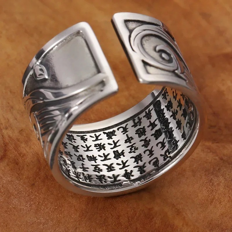 925 Silver Koi Fish Opening Ring Retro Lucky Carp Band Men Women Jewelry Gift