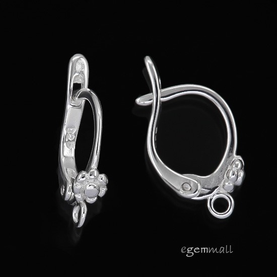Sterling Silver Flower Leverback Earring Hook Ear Wire #97467