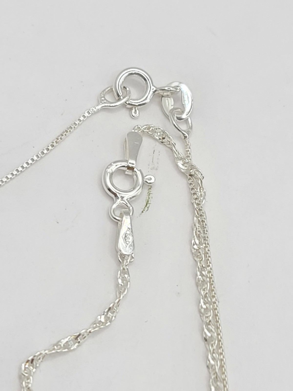 2x 925 Sterling Silver Chain 1.2mm Rope 20″ & 0.8mm Box Chain 22″ Necklaces