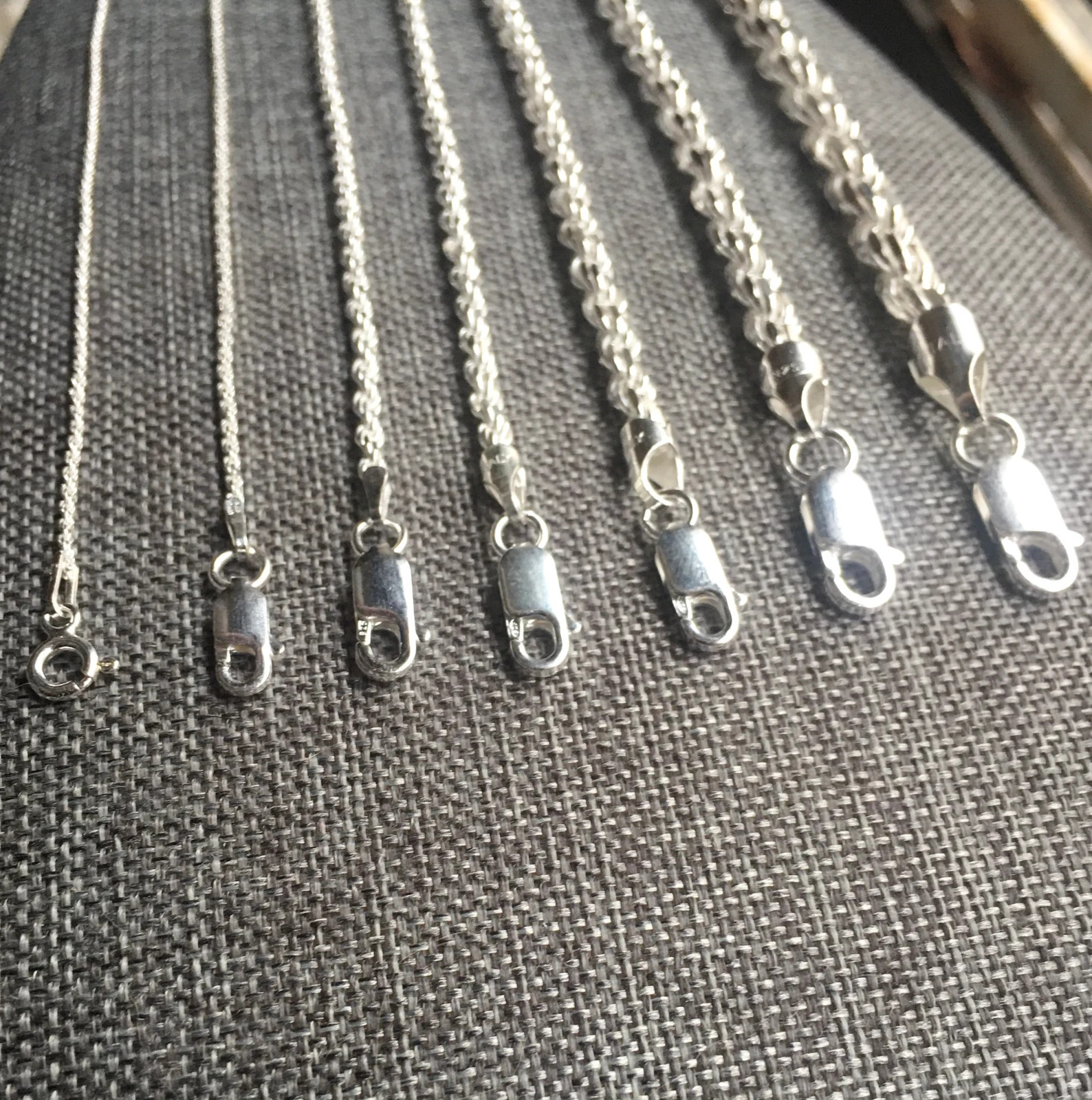925 Sterling Silver Rope Chain Necklace 1mm-5mm 14-36 inch Italy