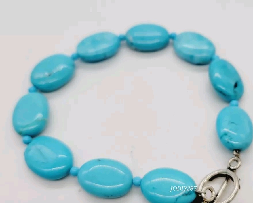 Kajya Roberts Sterling Silver Turquoise Bracelet Toggle 9 in