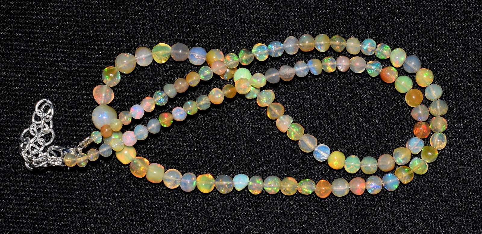 16″Natural Ethiopian Opal Wello Fire Opal Gemstone Beads Necklace Jewelry F3882