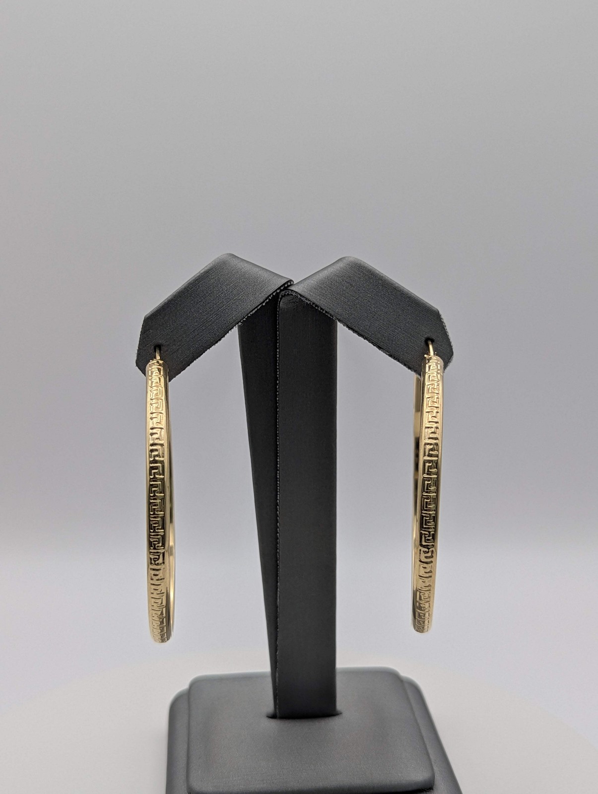 14K YG Greek Key Hoop Earrings