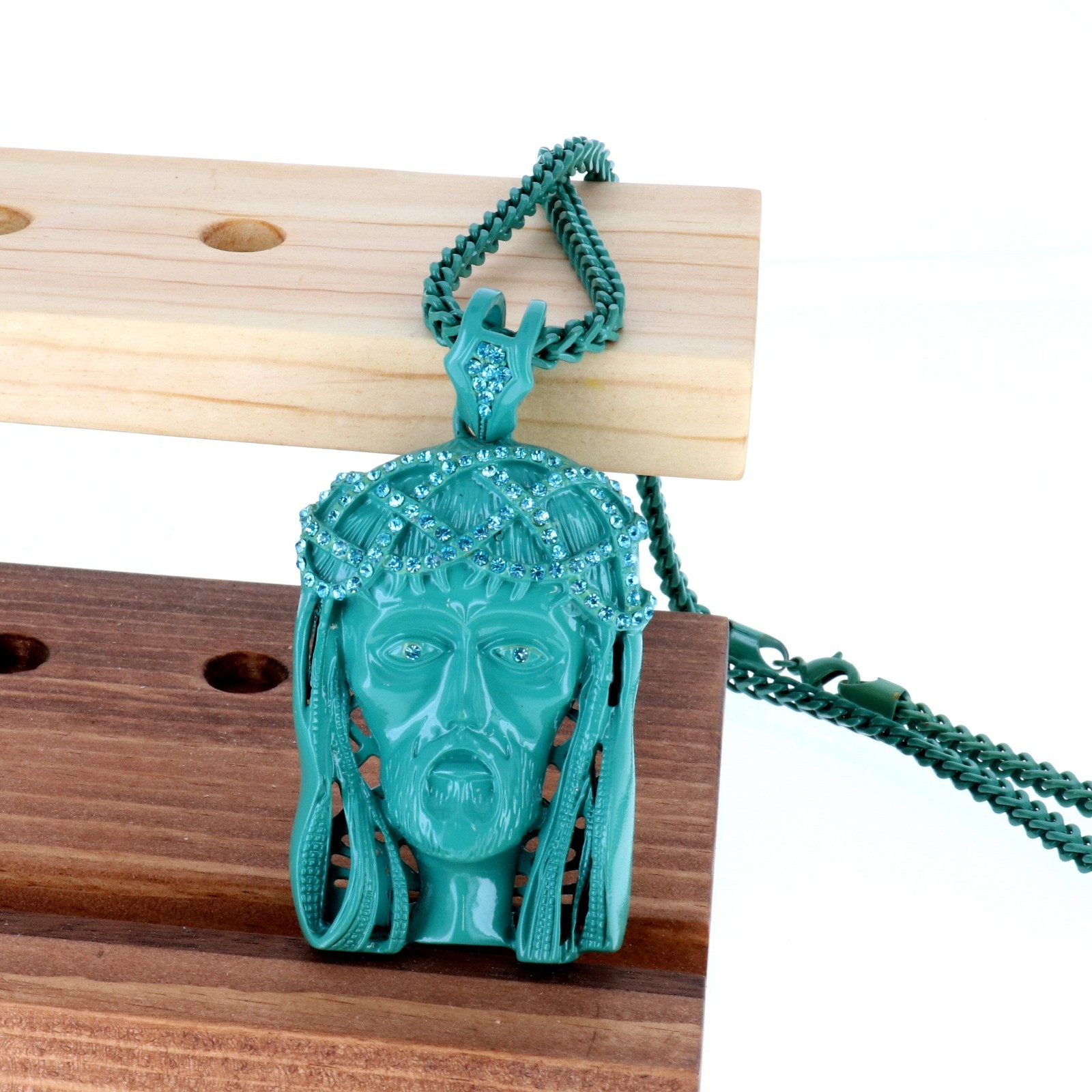 Red Large Jesus Face Pendant With 38″ Franco Chain Hip Hop Necklace New