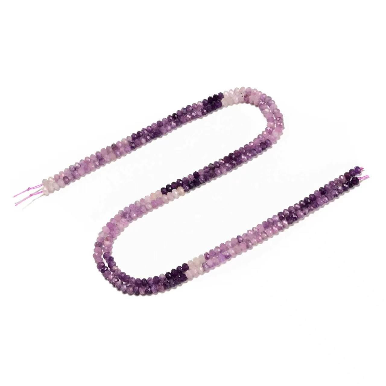 Natural Gradient Lepidolite Faceted Rondelle Beads Size 3x4mm 15.5″ Strand