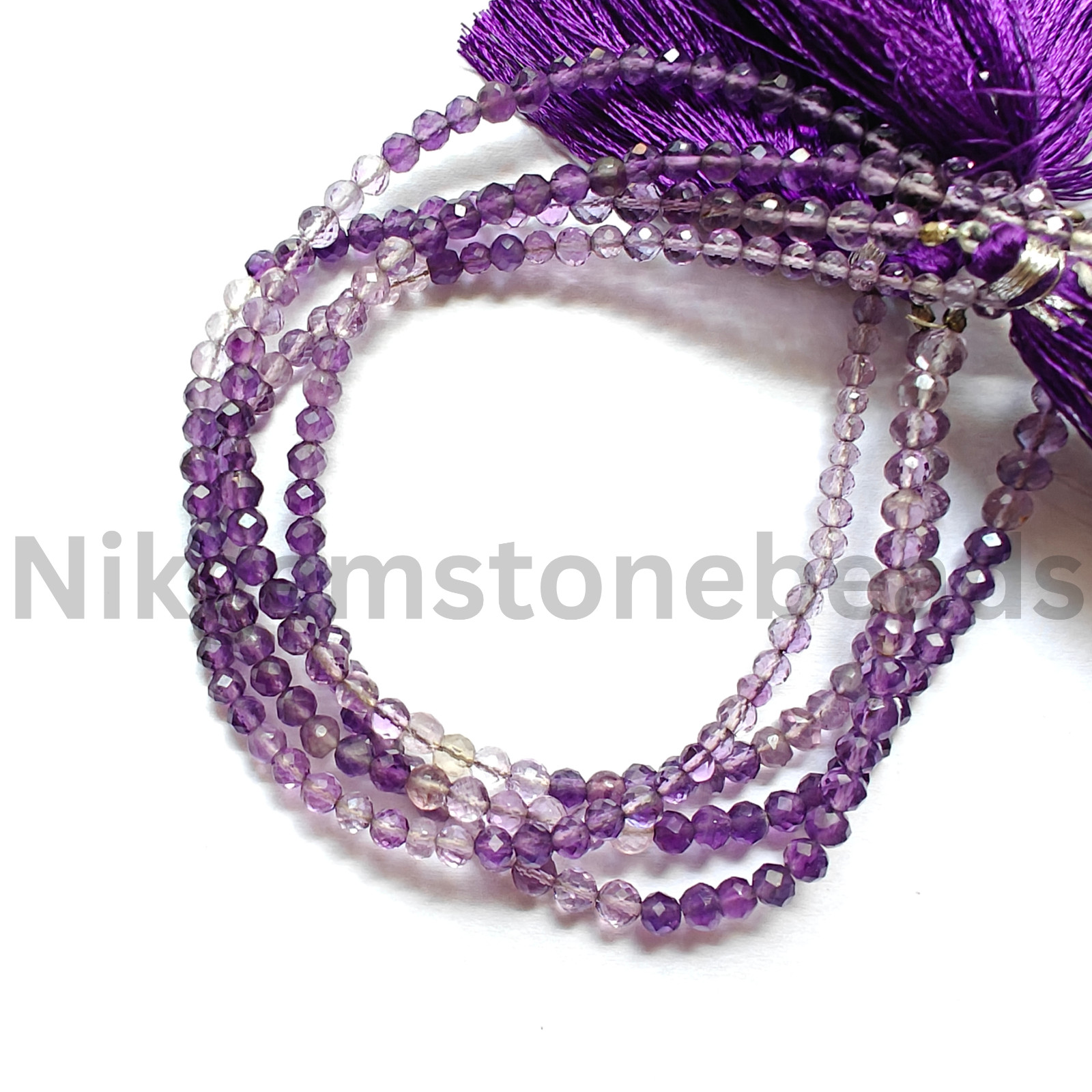 Natural Shaded Pink Amethyst Beads, Briolette Faceted Round Ct Gems, 3.75-4.25MM