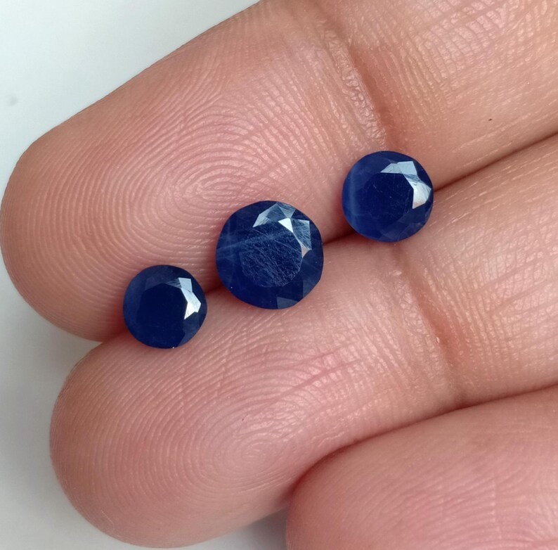 Certified Natural Blue Sapphire Round No Heat No Treat Loose Gemstone 3.47 Ct