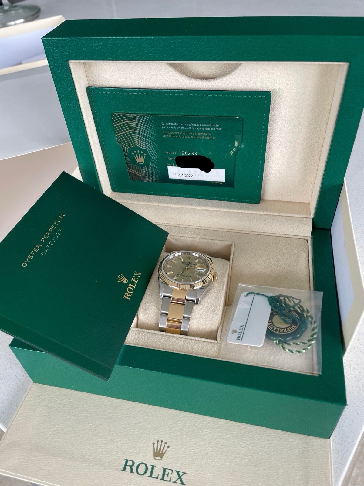 Rolex Oyster Palm Motif Datejust DISCONTINUED Full Set 126233 NEW 36mm Fluted