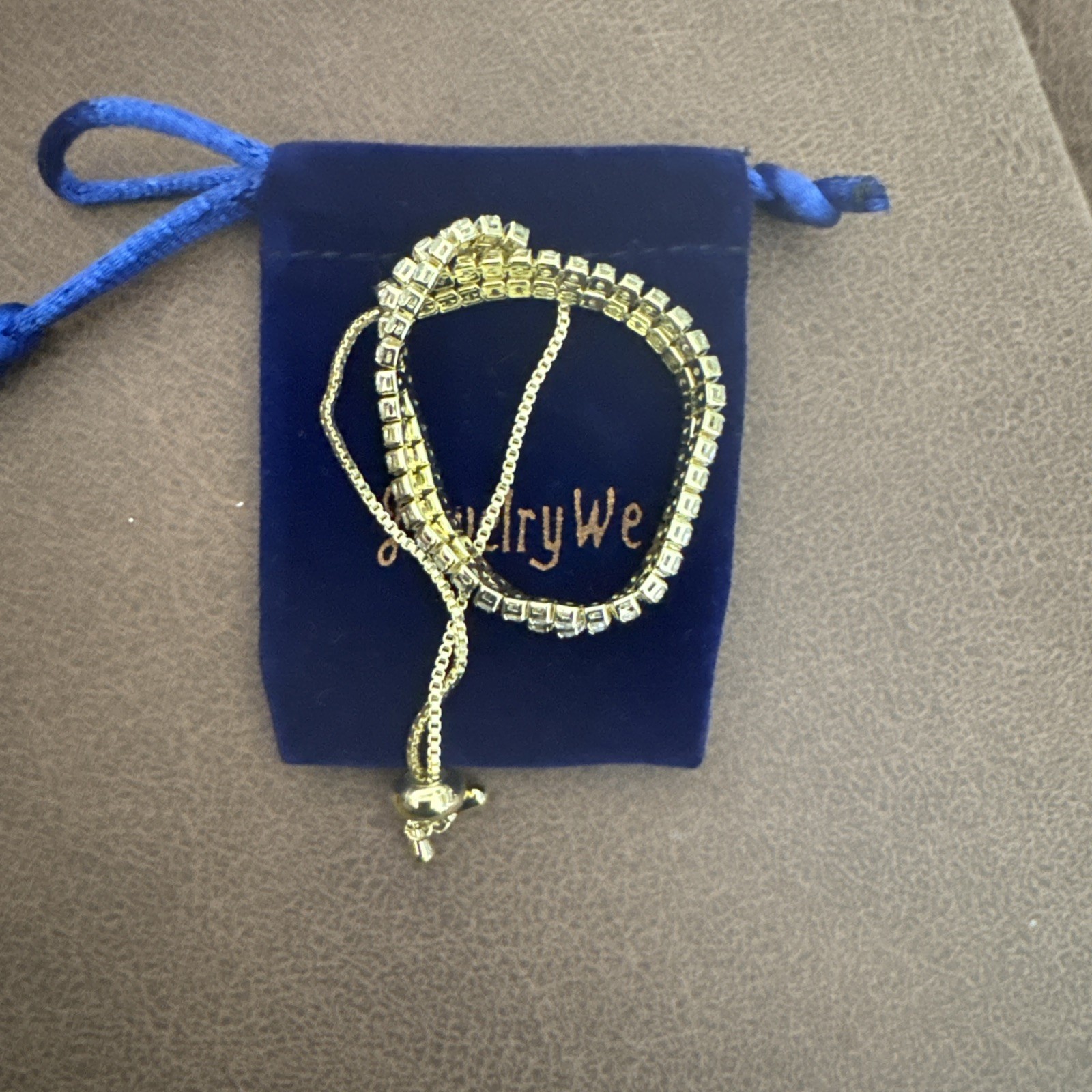 Gold Plated Strerling Silver Tennis Bolo Bracelet CZ Box Chian Slider