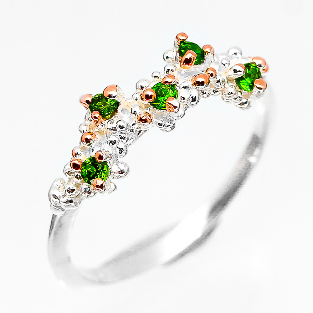 Not Enhanced Natural Chrome Diopside 925 Sterling Silver ring /RVS263