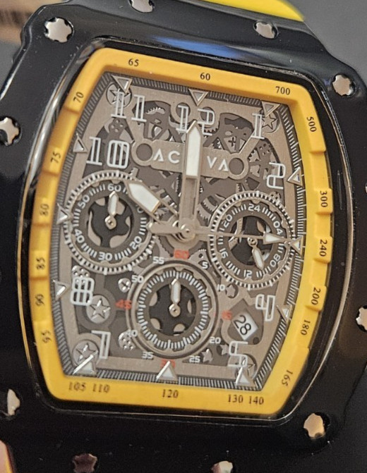 Activa Fury X Invicta Mens Quartz MG53 Skeleton Dial Yellow 44mm ACW2305-021 NIB