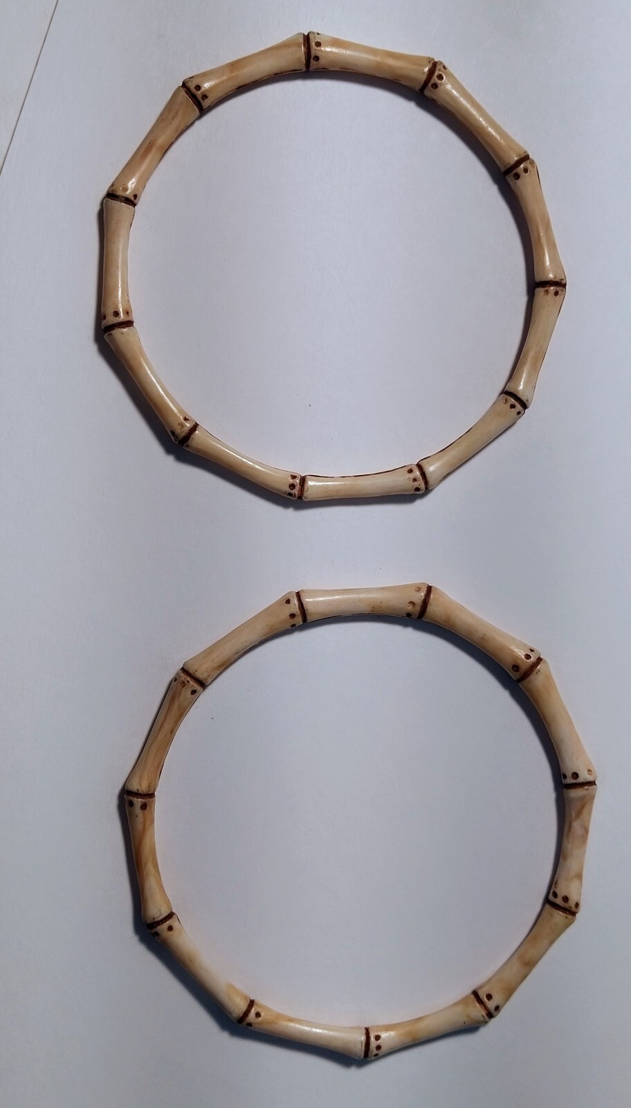 Cute Set Of Two Vintage Bangle Bracelets Faux Bamboo Stackable Fashion Jewelry