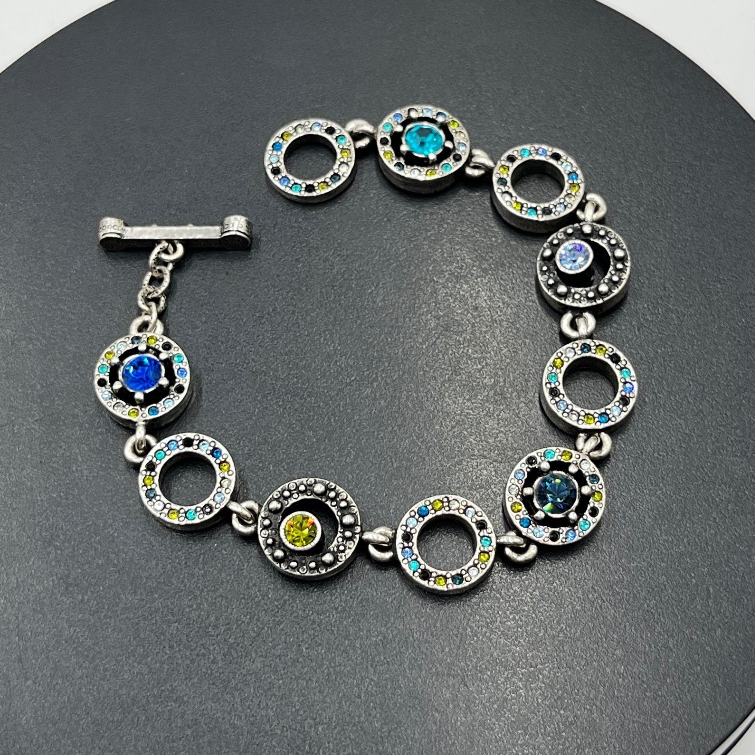 Patricia Locke Rare ArchivalConcentric Omni Crystal Rainbow Bracelet USA