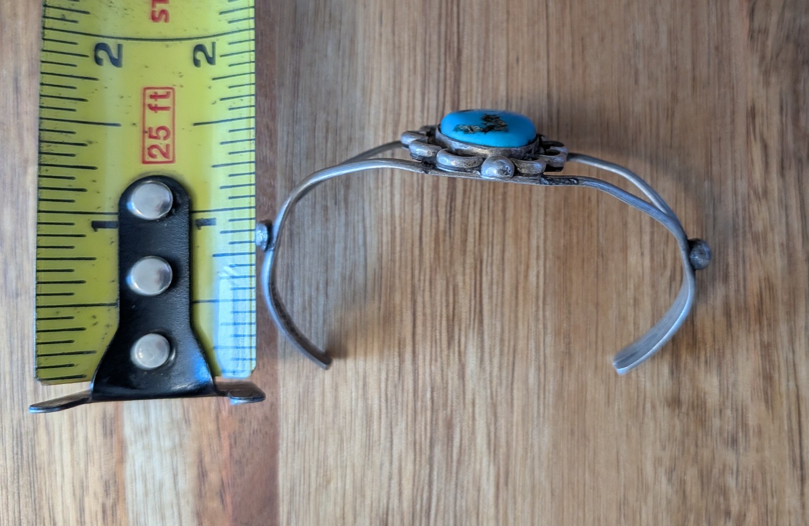 Unsigned Mid-century Navajo Split-Shank Bracelet with Natural Turquoise
