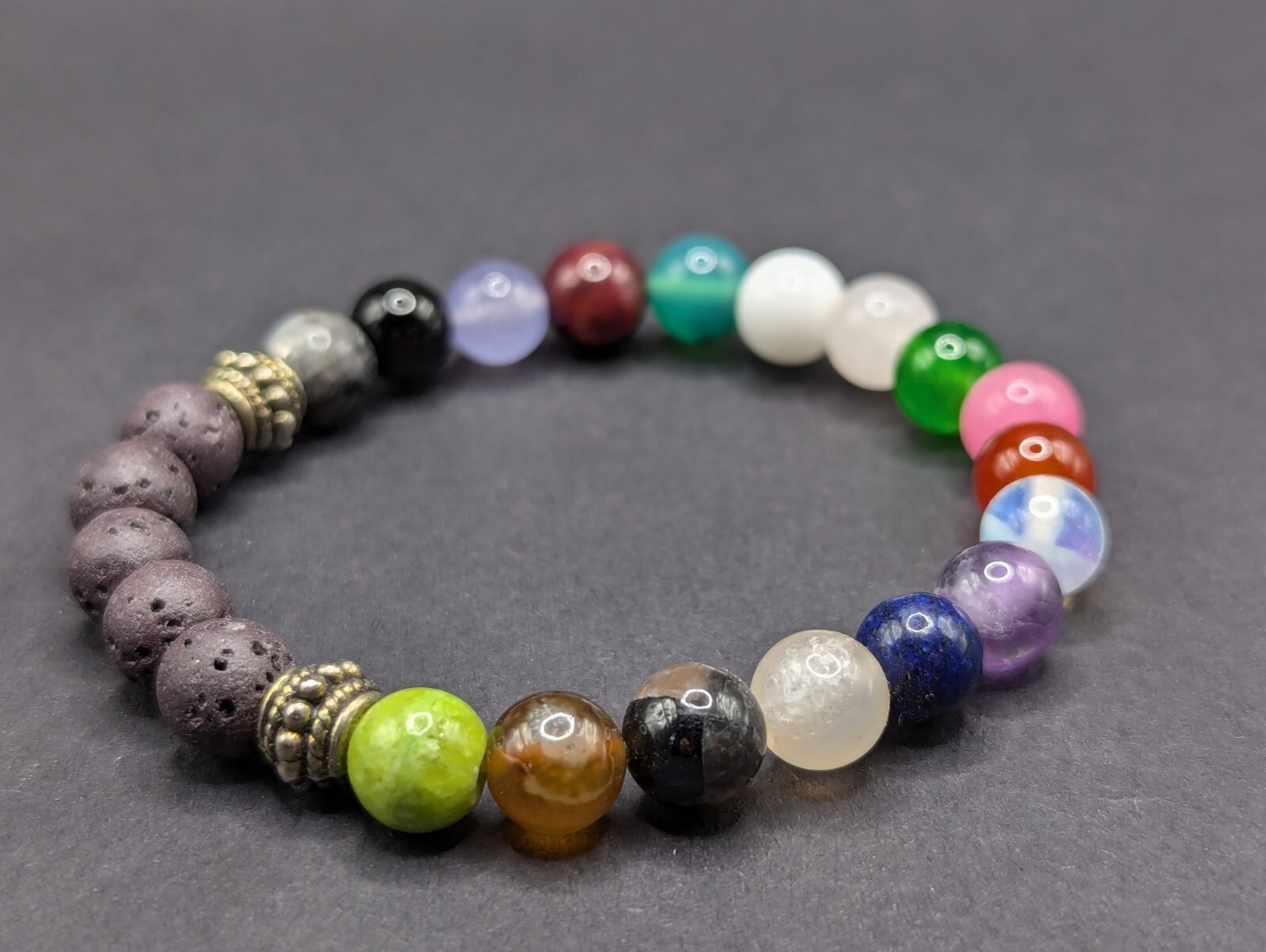 Mixed Gemstone 8mm Colorful Beaded Stretch Bracelet (16cm) Small Wrist