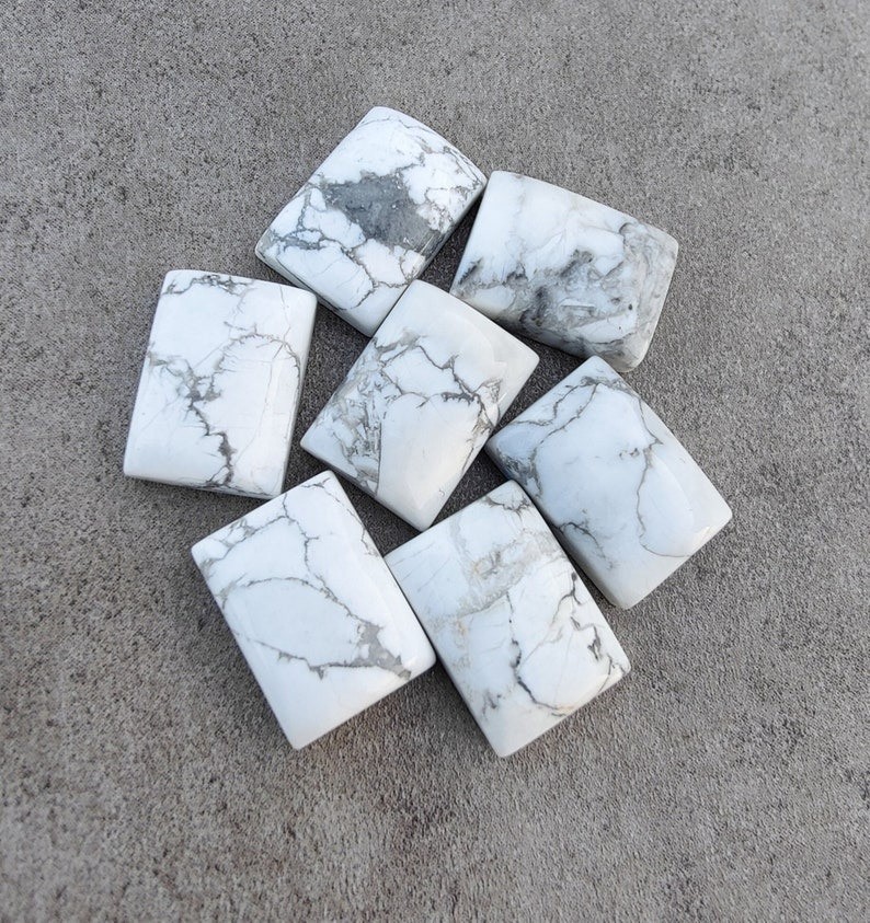 Natural White Howlite Rectangle Cabochon 6x8mm to 20x25mm Loose Gemstone