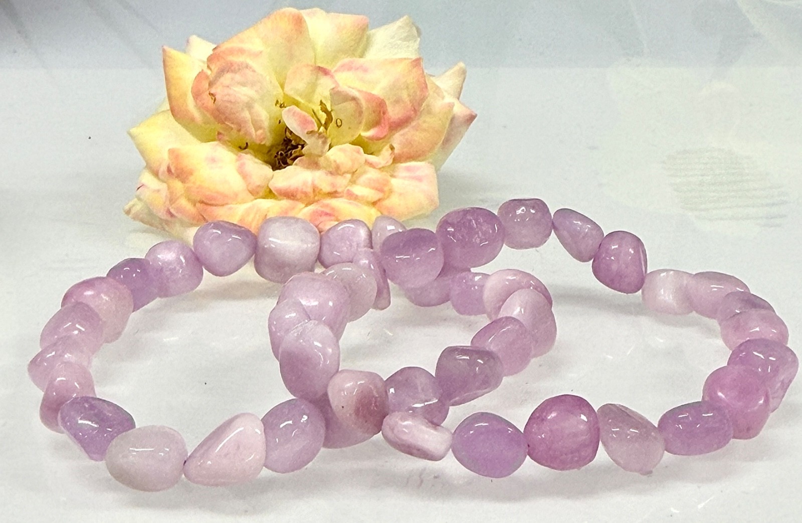 Wholesale 6 Pcs 7.5mm Kunzite Tumble Stretch Bracelet Natural Crystal Healing