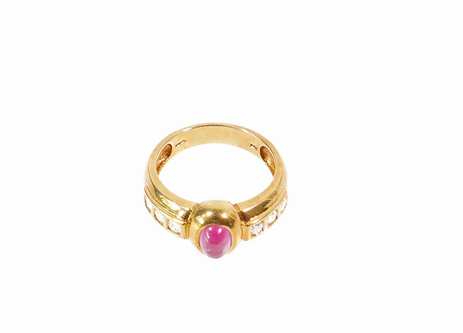 Ring 750 gold tourmaline approx. 0.65 ct, brilliant diamonds approx. 0.35 ct RW 56 GG hallmarked