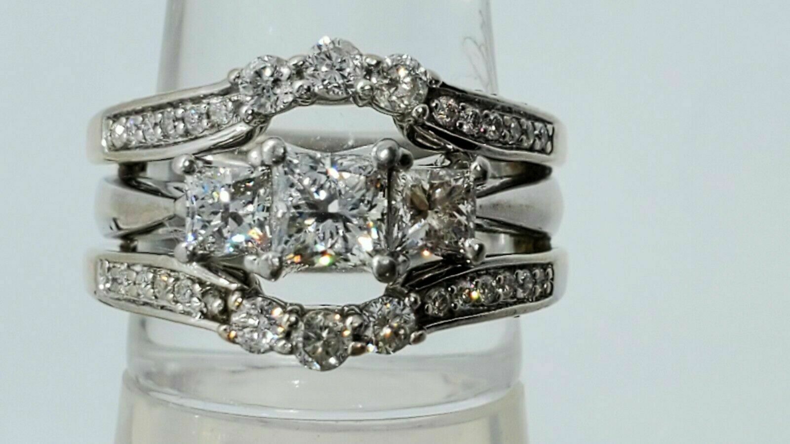1Ct White Princess Round Simulated Diamond Inner Outer Ring 925 Sterling Silver