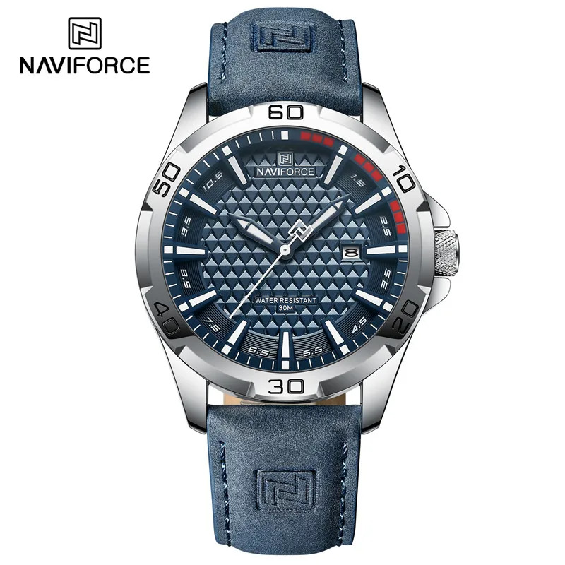 NAVIFORCE Men’s Business Watch Luxury Leather Band Quartz 30M Water Resistant