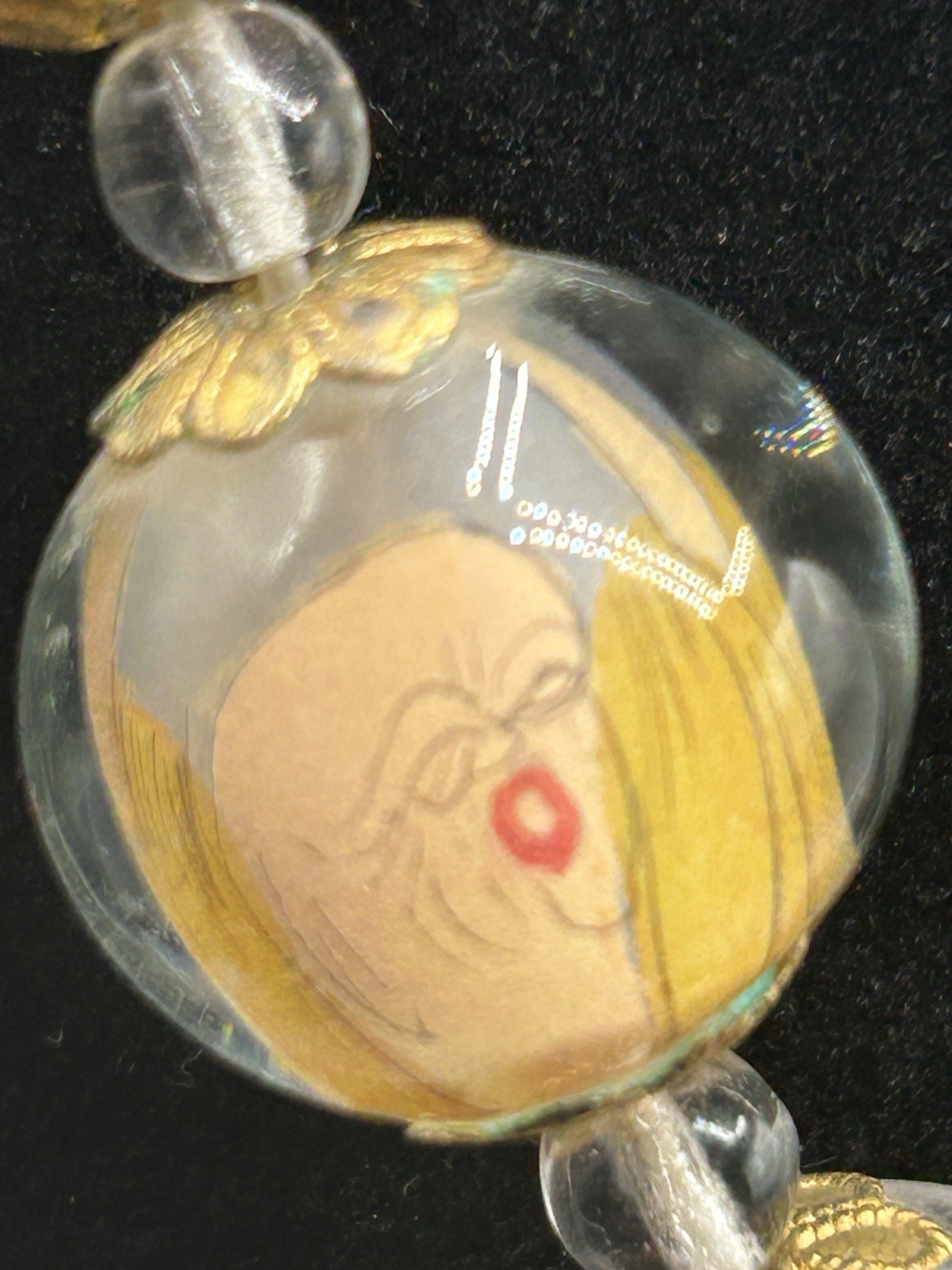 Reverse Handpainted Prayer Beads from the Early to Mid 20th Century Vintage