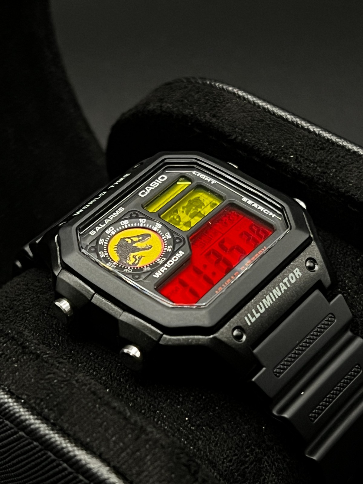 “Jurassic” | 🦖🔴🟡 | Custom CASIO AE-1200WHD | World Time | Royale | Watch MOD