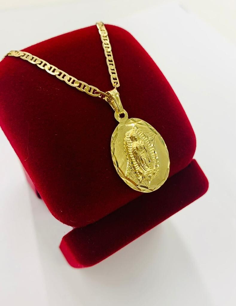 Cadena y Medalla de Virgen Guadalupe Oro Laminado para Mujer 20″ Necklace 2.5mm