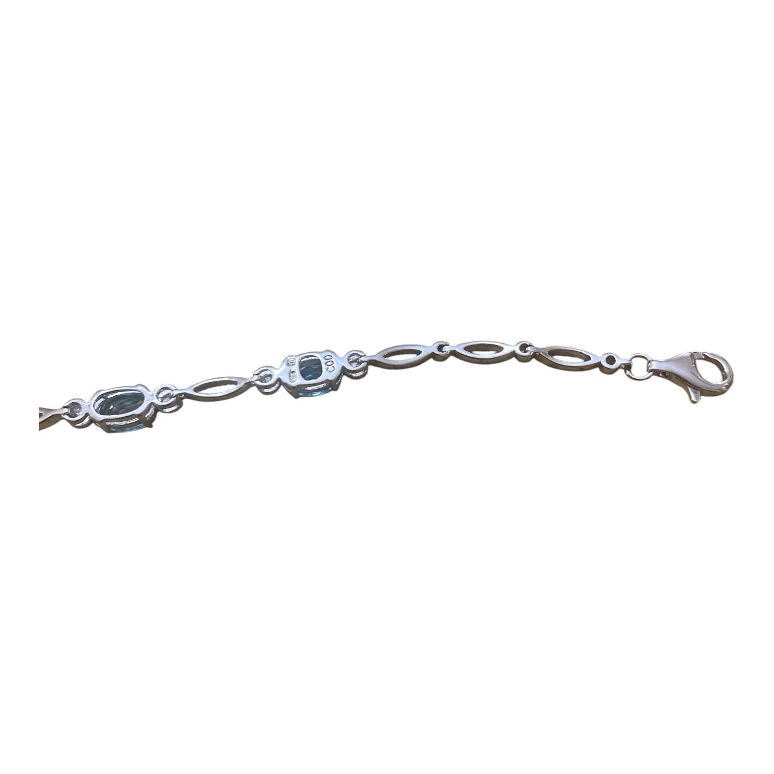 Preowned Sterling Silver 925 Lue Topaz Gemstones Bracelet Sz 19 1/2 Inches