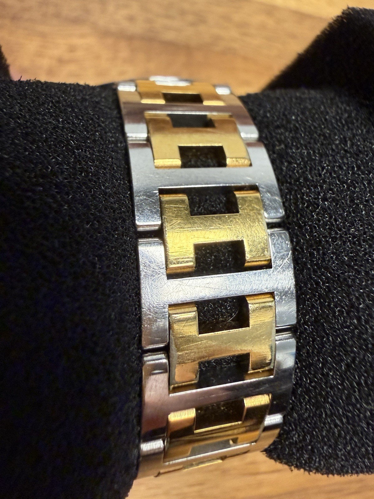Hermes Clipper Watch Two Tone 30mm With Box Stainless Steel Ladies Authentic