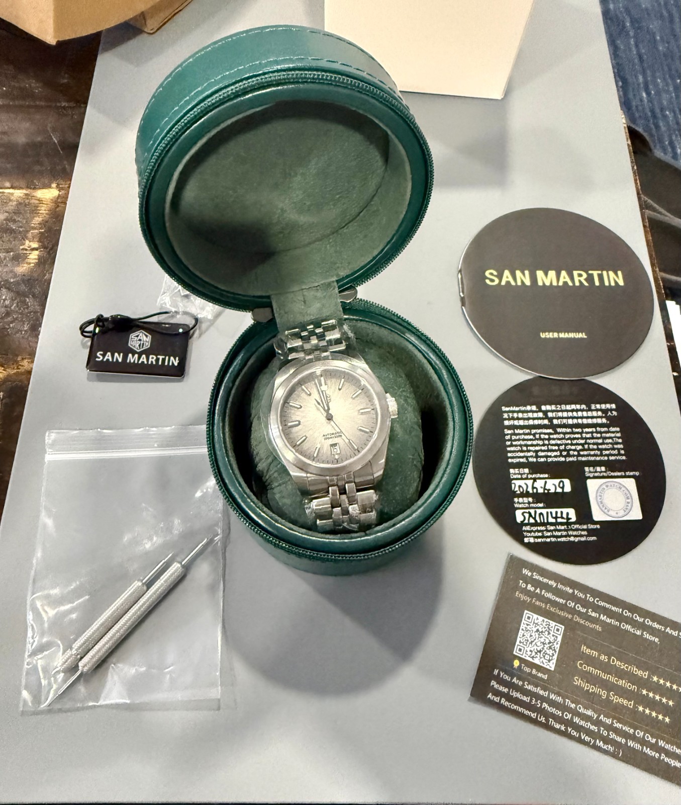 San Martin 39mm SN0144 Grey & White Dial Automatic Watch