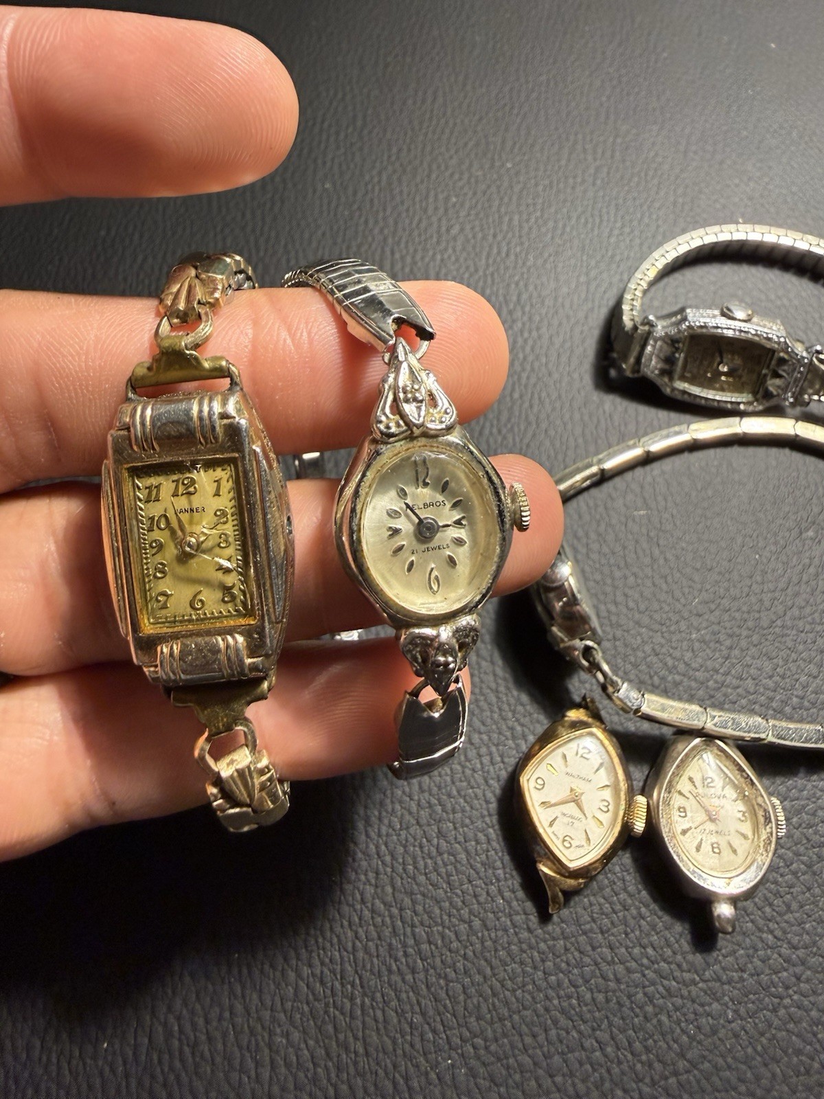 Vintage Women’s watch lot 6- Bulova, Waltham, Elgin, Helbros, Banner. Some 10KGF