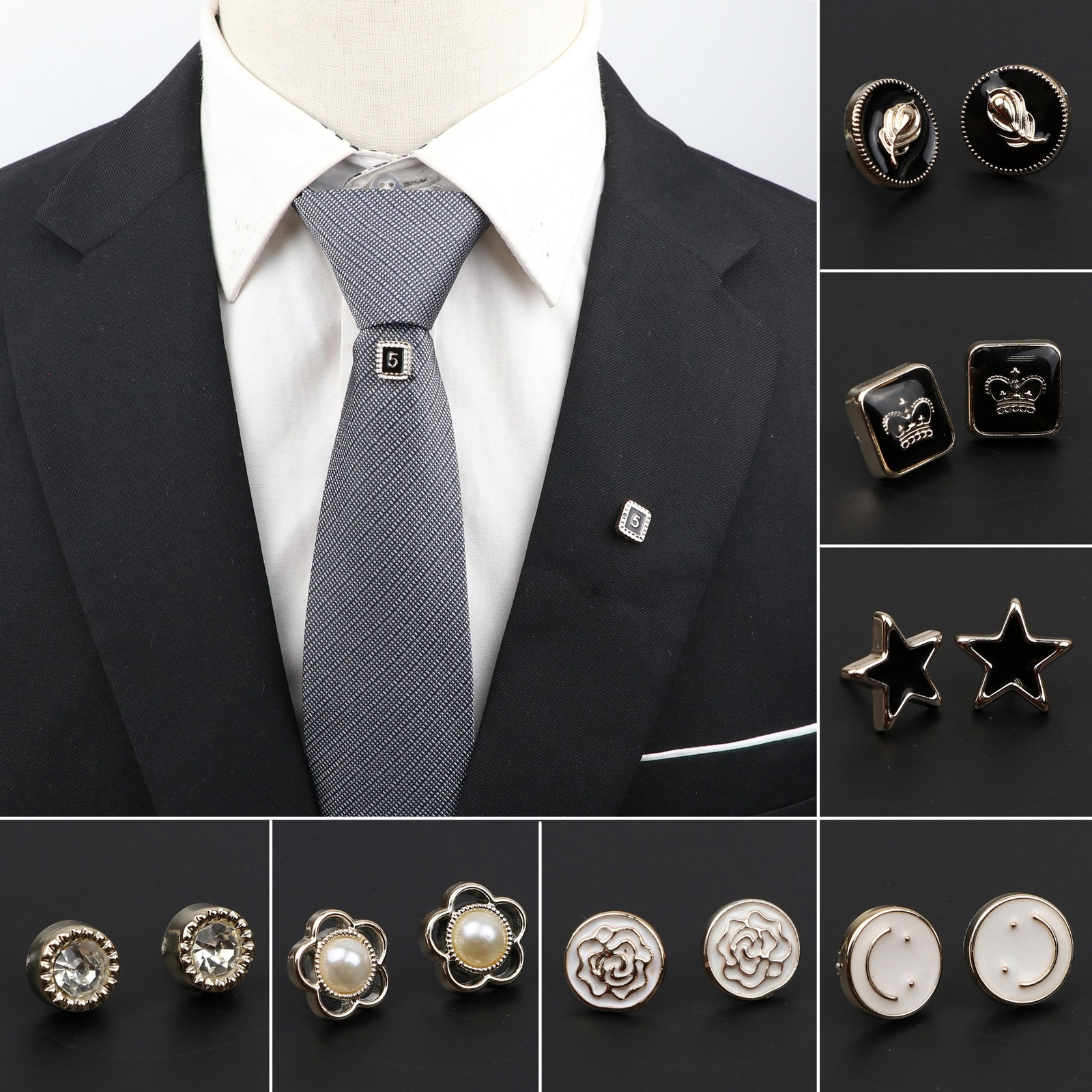 Delicate Stylish Lapel Pins-Chic Inspired Brooch For Hat Shirt Suit Collar 1Pair