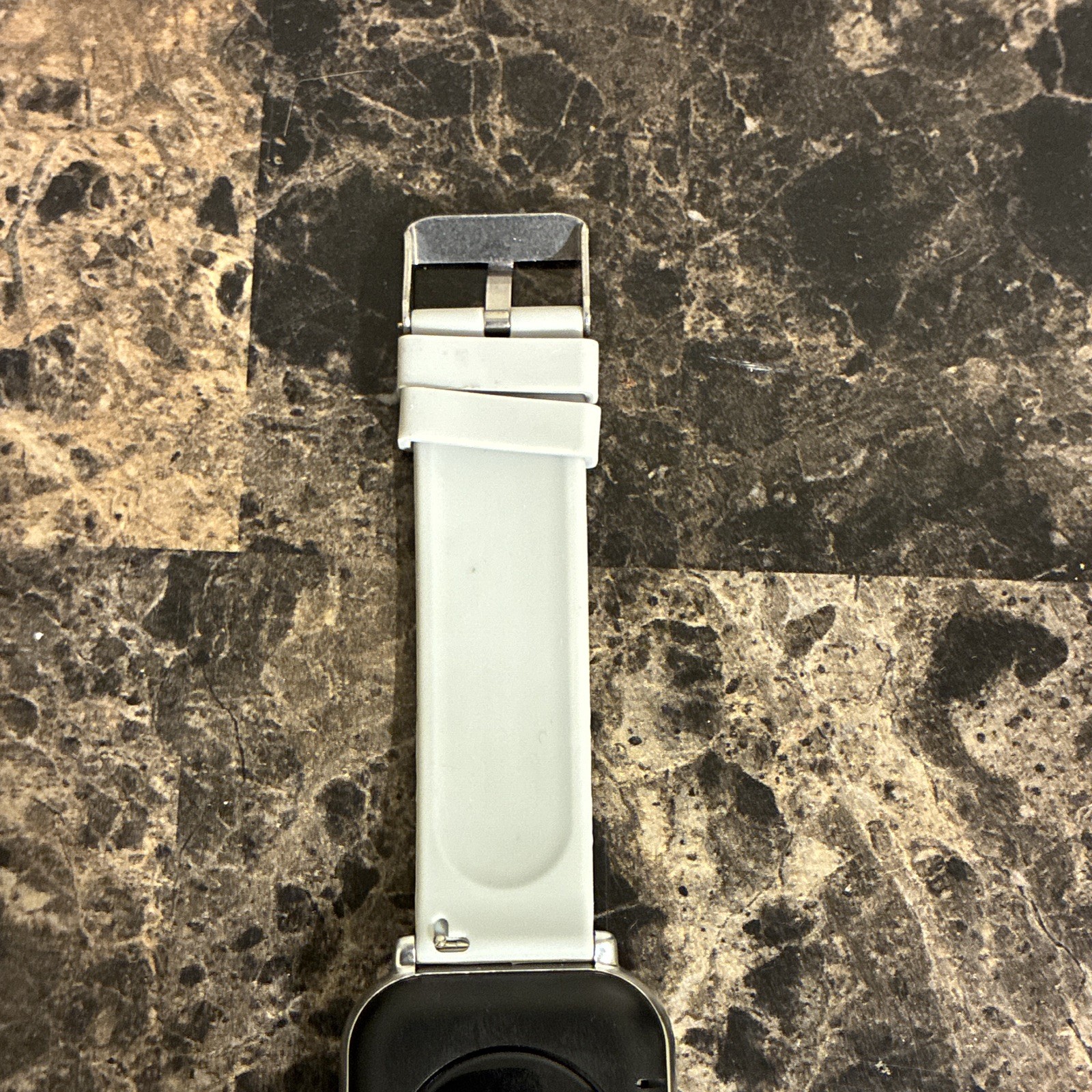 44mm Smart Watch Silver Metal Case White Silicone Band Touchscreen + Charger