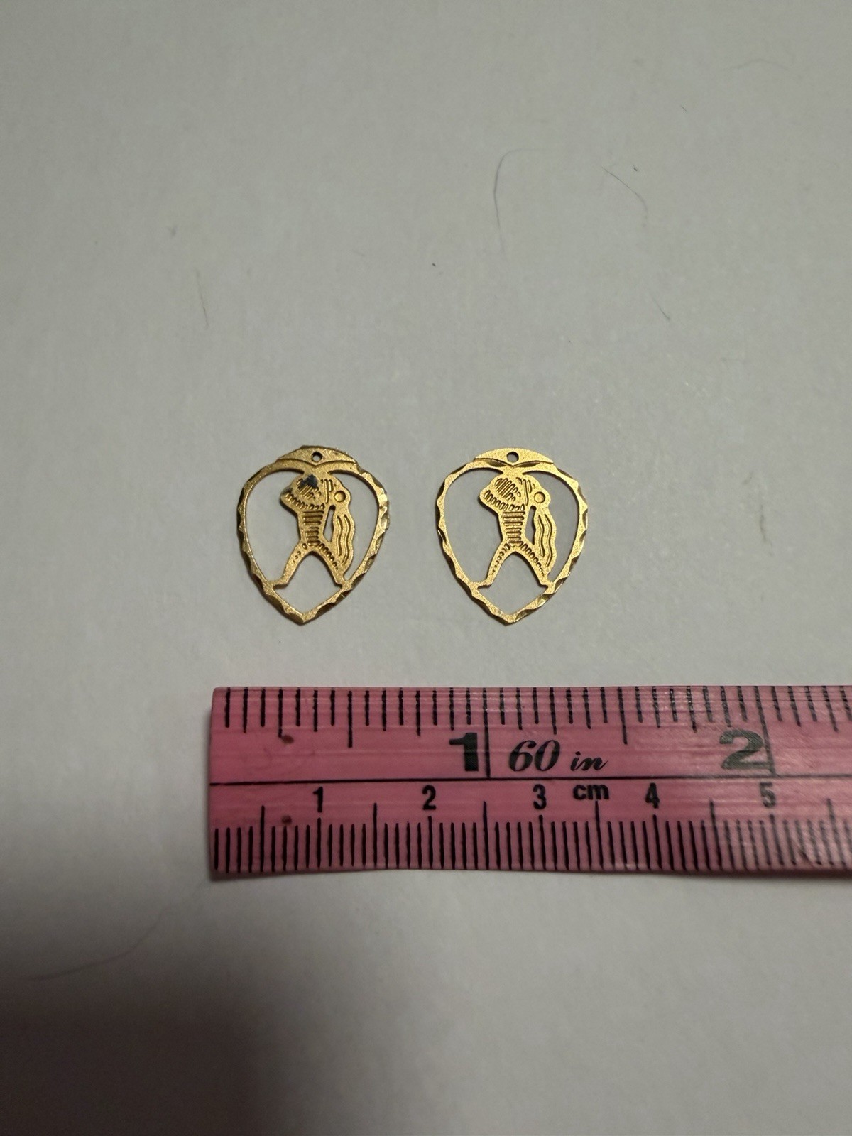 Vintage Zodiac Aquarius Sign Water Bearer Set Of 2 Charm Pendant Gold Tone