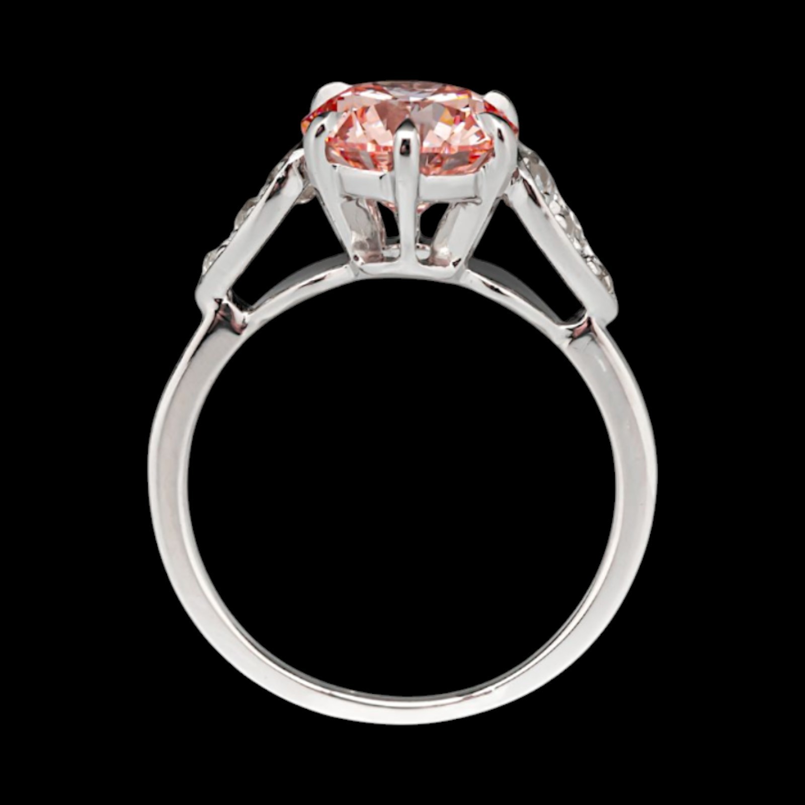 IGI Lab Created Round Cut Fancy Vivid Pink Diamond Ring 3.40 Ct 14k White Gold