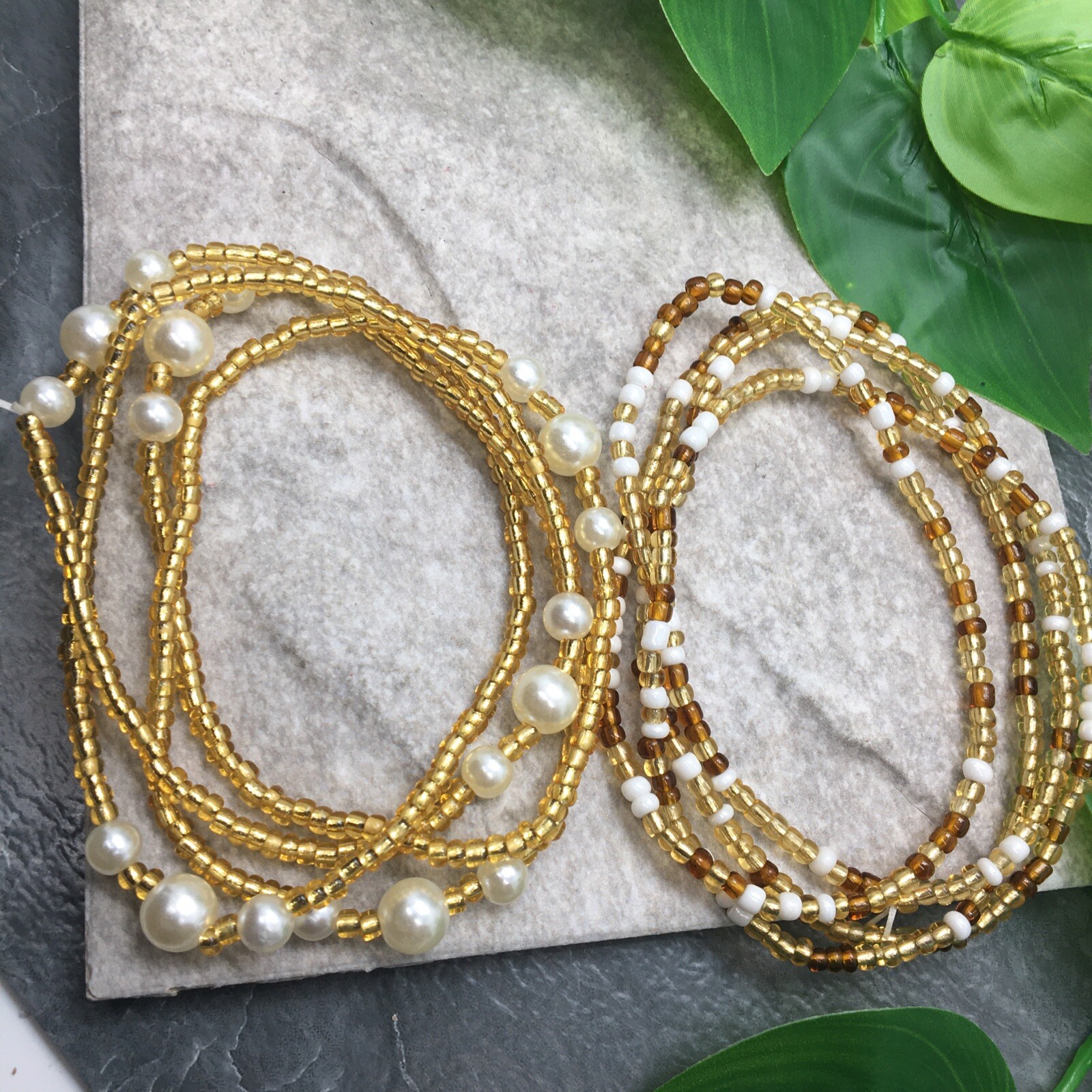 2 PC Handcrafted Waist Beads Jewelry African Bohemia Bracelets Anklet New 7261