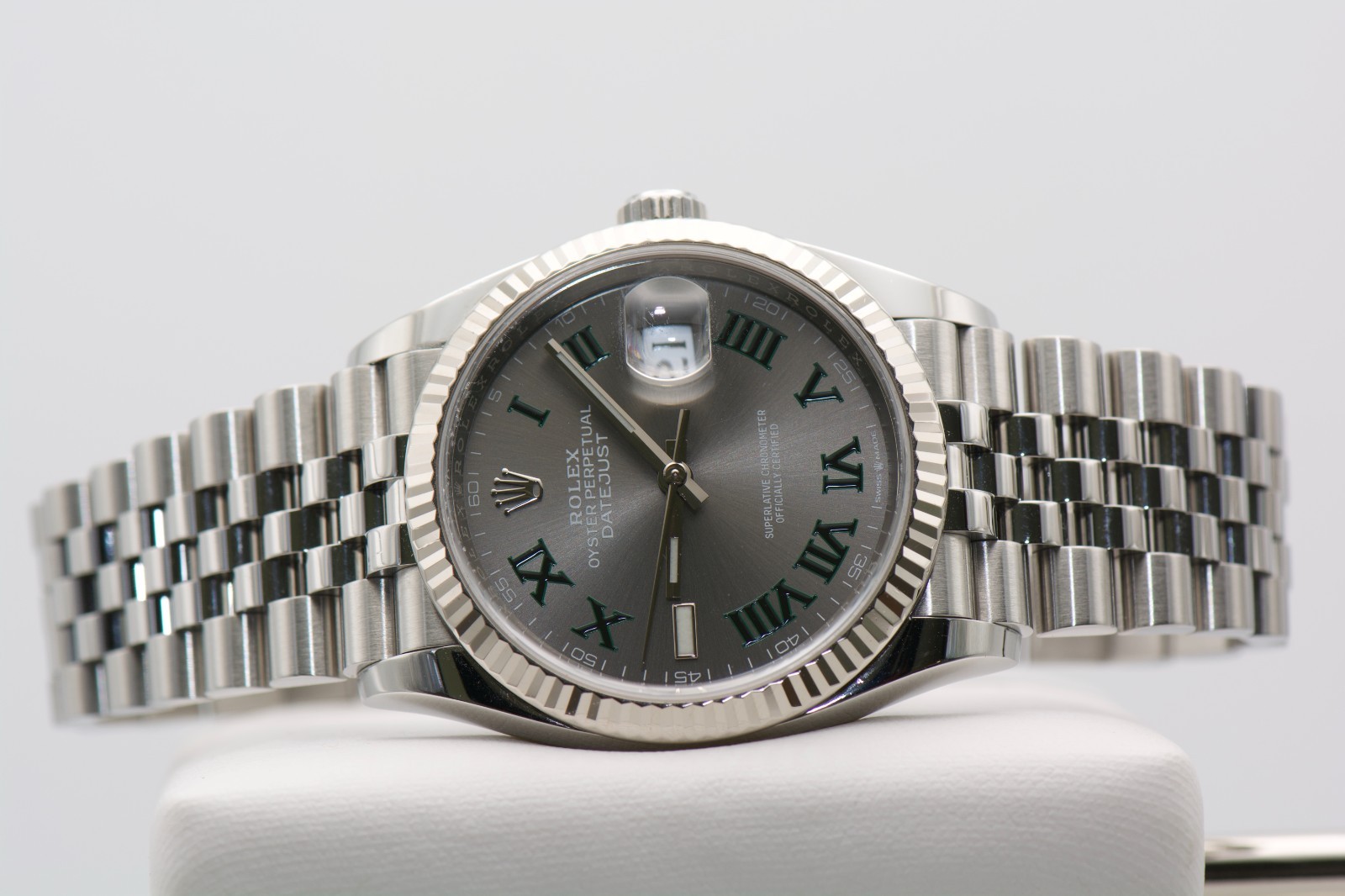 Rolex Datejust 126234 Wimbledon 36mm Silver Jubilee Bracelet with fluted bezel