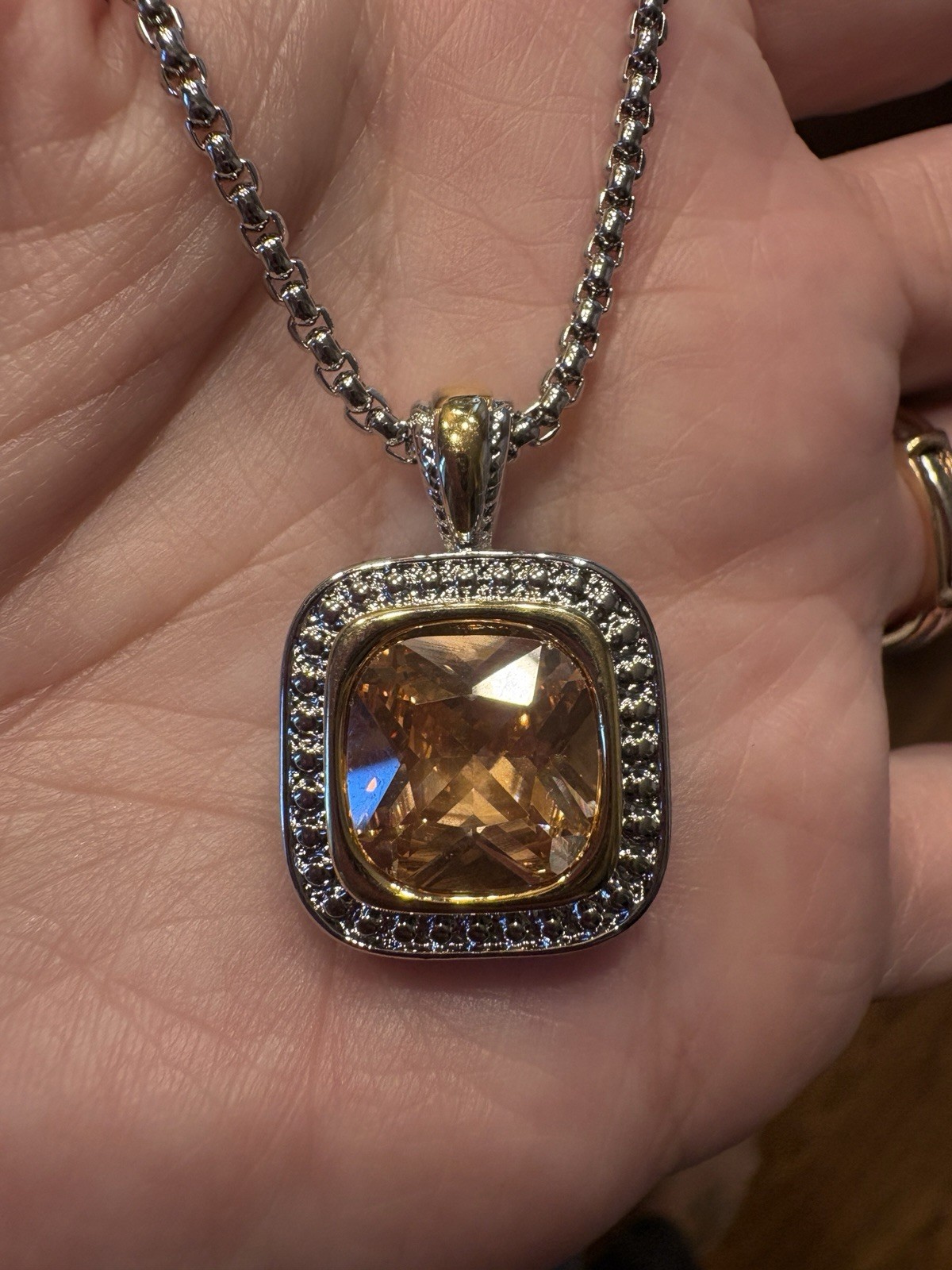 Two Tone Simulated Citrine Necklace