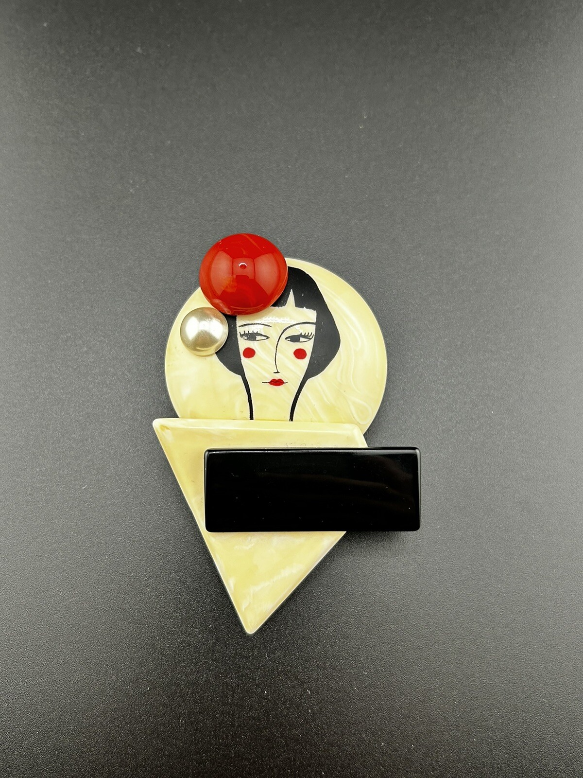 Moscow Nellie Mosca Subway Collection Signed Rosso Cuore Brooch Pin Italy