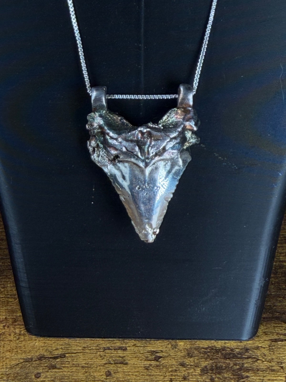One of a kind 1ozt .999 Pure Silver Shark Tooth Pendant | 20″ 925 Silver Chain