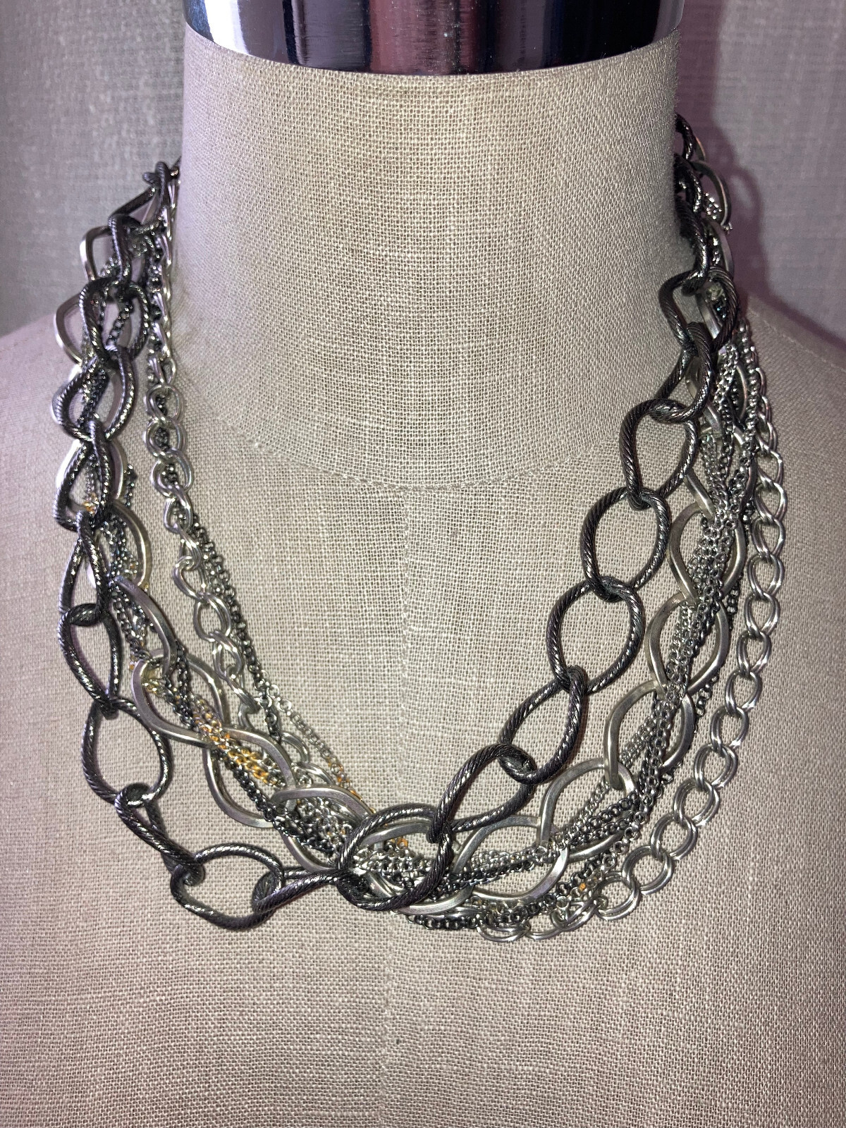 Charcoal Gray Multi Chain Necklace