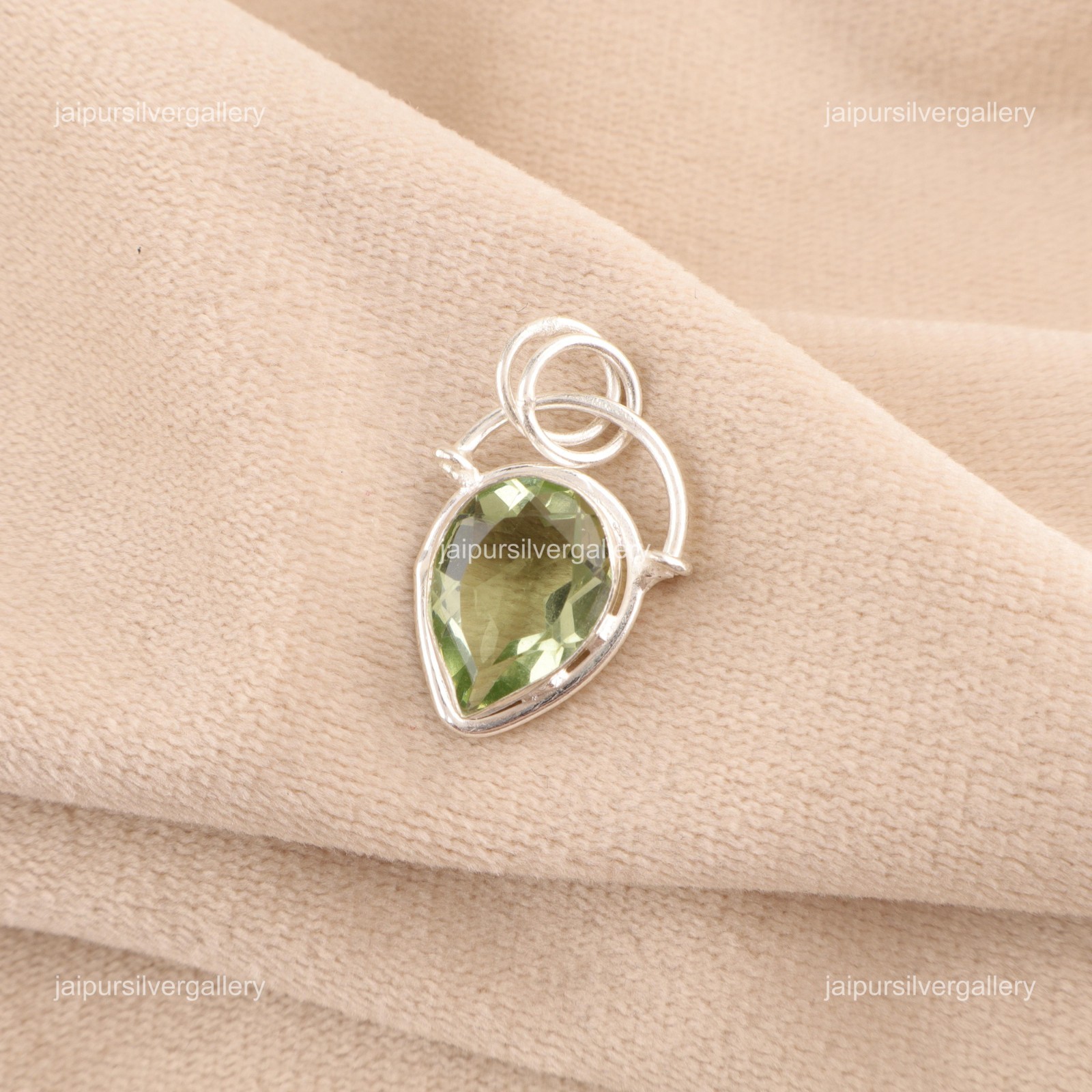 925 Silver Natural Green Amethyst Anniversary Engagement Birthday Wife Pendant