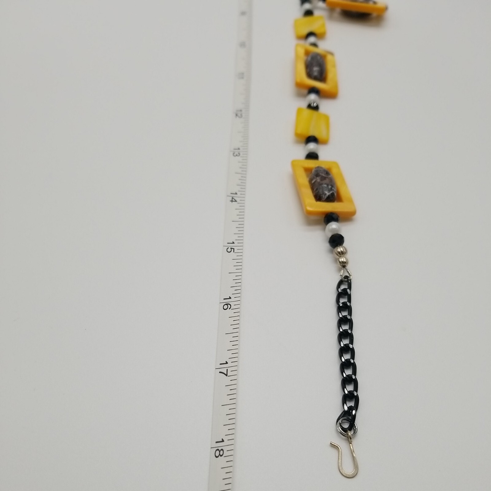 Vintage Square Beaded Yellow Black Gray Bohemian Style Necklace