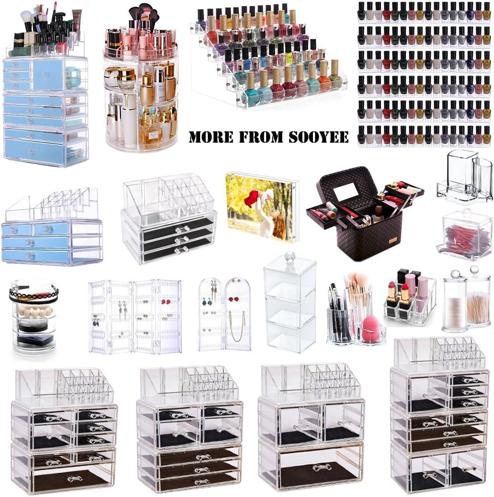 Acrylic Earring Holder Organizer, 256 Holes, 5 Tiers, Foldable Necklace Display,
