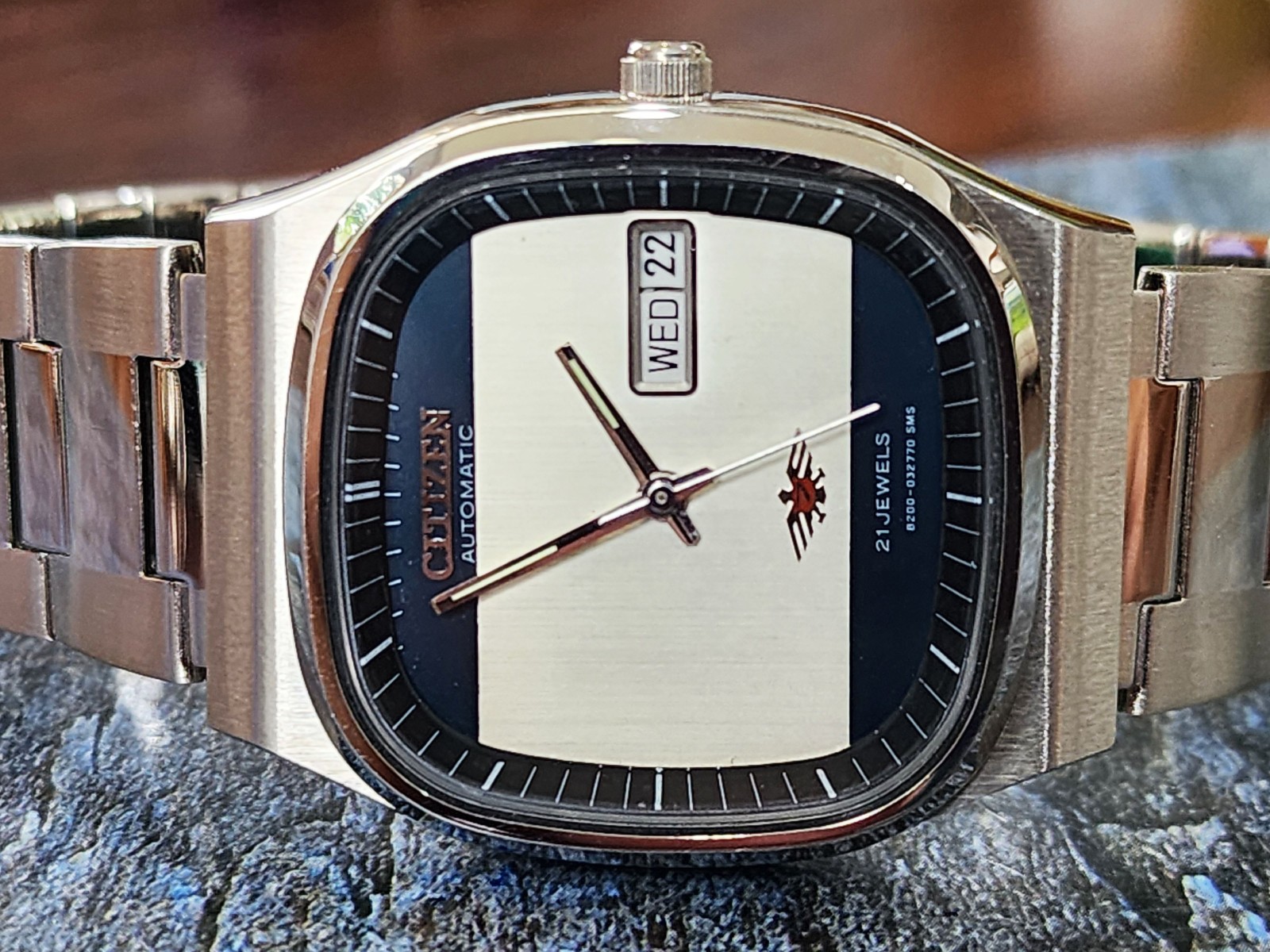 Mint Vintage Citizen Automatic GENTS Caliber 8200 TV Dial Silver 51-2931
