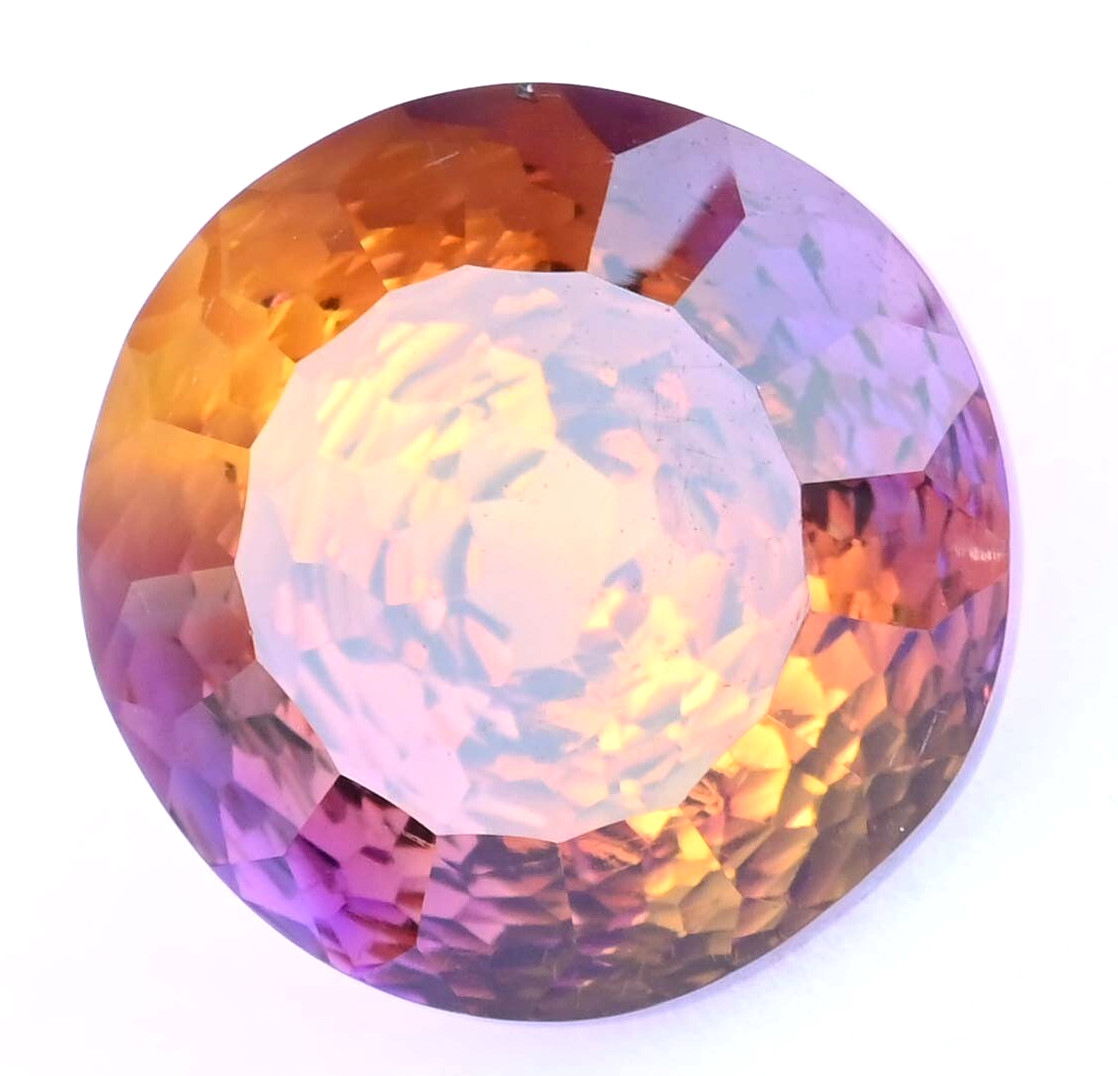 21.70 Ct Untreated Flawless Natural Bi-Color Ametrine Round Certified Gemstone