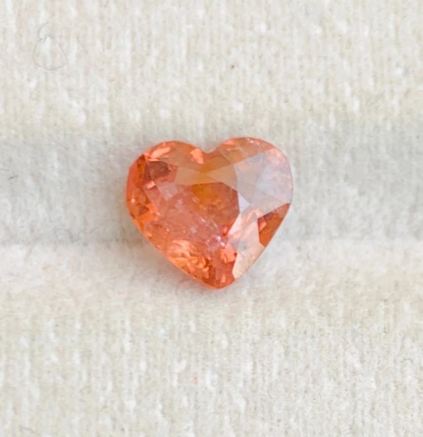 💎1.34ct SI1 Heart Shape Cut Natural Blood Orange Afghan Tourmaline Unheated Gem